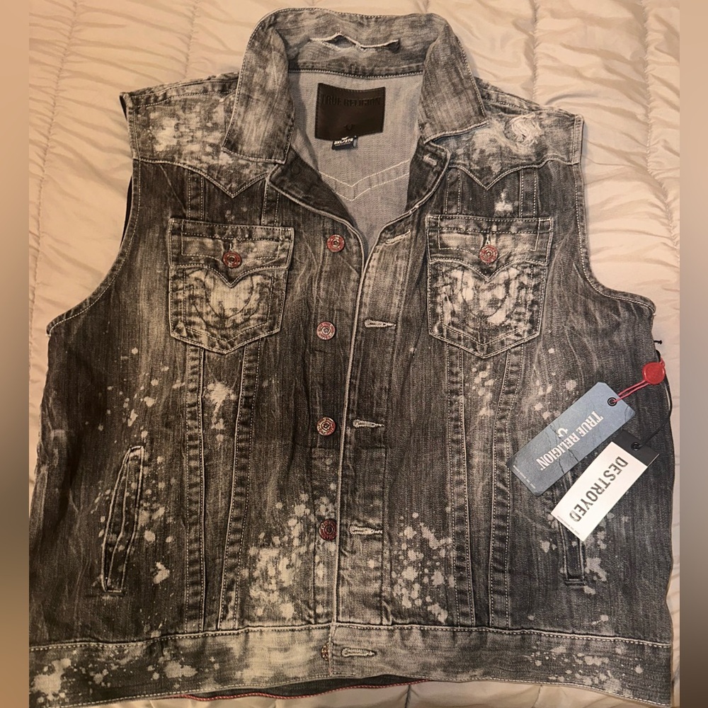 True Religion Jean Vest | Black and Gray